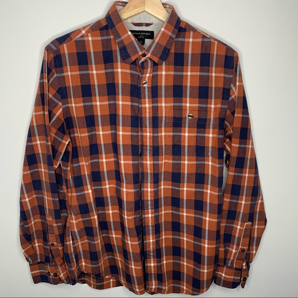 Banana Republic Factory Casual Button Down Plaid Men’s Size Medium